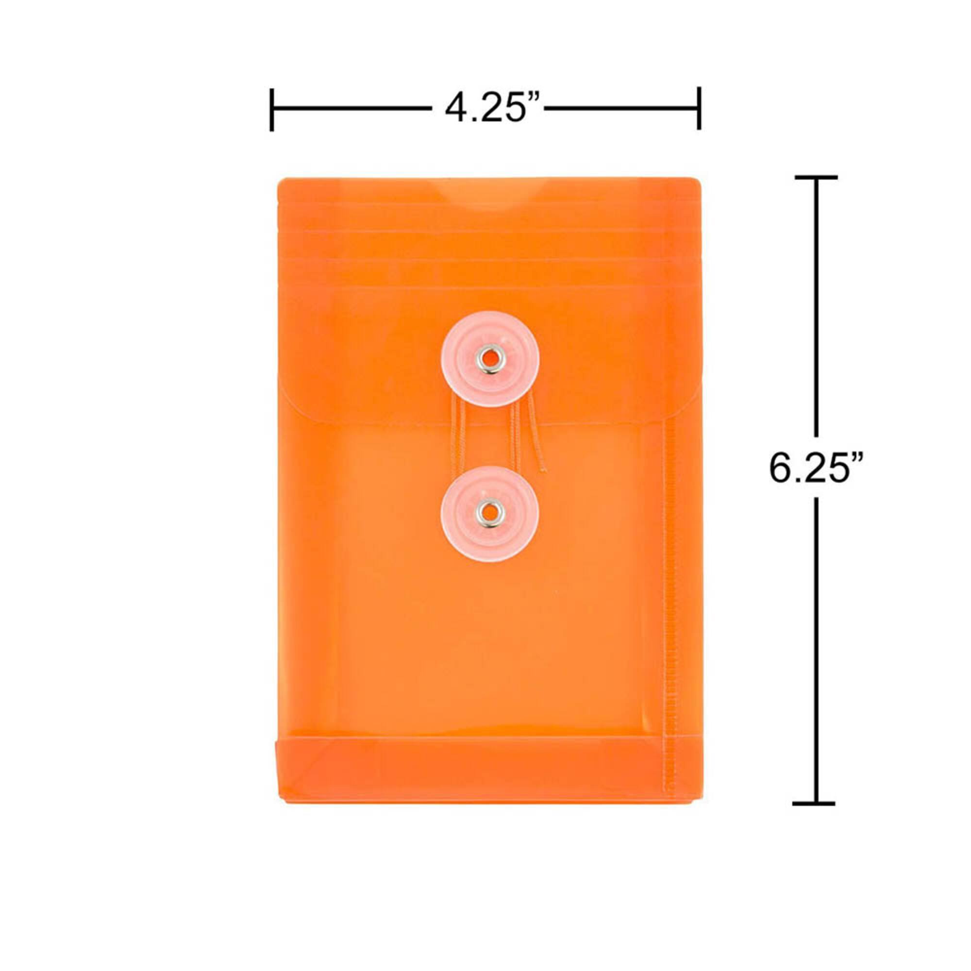 JAM Paper 4.25" x 6.25" Assorted Button & String Tie Closure Plastic Envelopes, 6ct.
